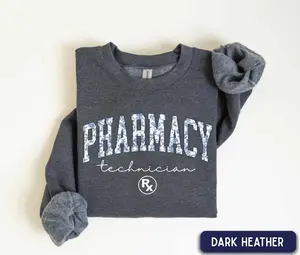 Pharmacy Technician Short Sleeve T-SHIRT OR Sweatshirt  , Preppy Pharmacist, Pharmacy Tech Student Sweater, Pharmacy Work Gift