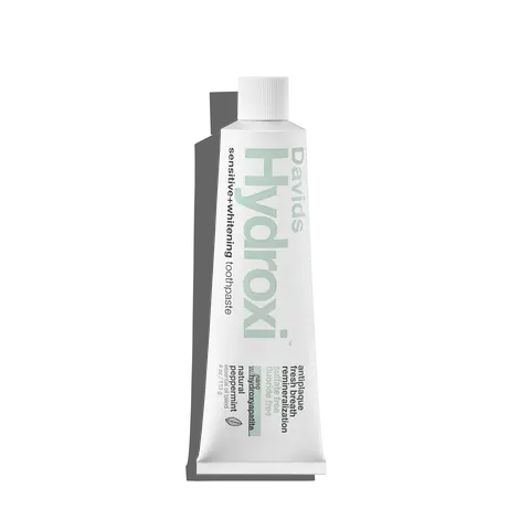 Davids Hydroxi Sensitive + Whitening Nano Hydroxyapatite Premium Peppermint Toothpaste - Fluoride-Free Vegan Oral Care with Xylitol, Plaque Removal, Remineralizing, Enamel Health, Teeth Whitening Products,  Fresh Breath, for Sensitive Teeth