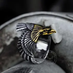 GTHIC Eagle Stainless Steel Beast Spirit Animal Ring Fashion Accessories For Men Daily Wear Birthday Gifts