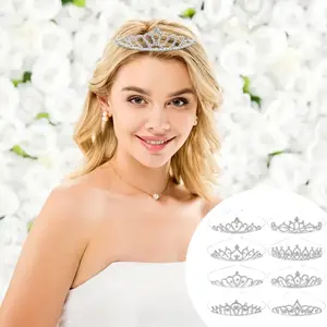 8pcs Silvery Crown Headband Set, Perfect Gift for Girls at Birthday Parties, Birthday Party Gift, Hair Accessory Set, Glamorous Crown, Crown Hairband