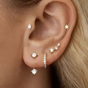 6 Pairs Stud Earrings for Women, Hypoallergenic Cartilage Earrings for Multiple Piercing, Dainty Small Stackable Earrings Set for Jewelry  men ideal christmas countdown hip pop his ring unisex dad unique daily wear  elegant luxury gift box funky bracelet