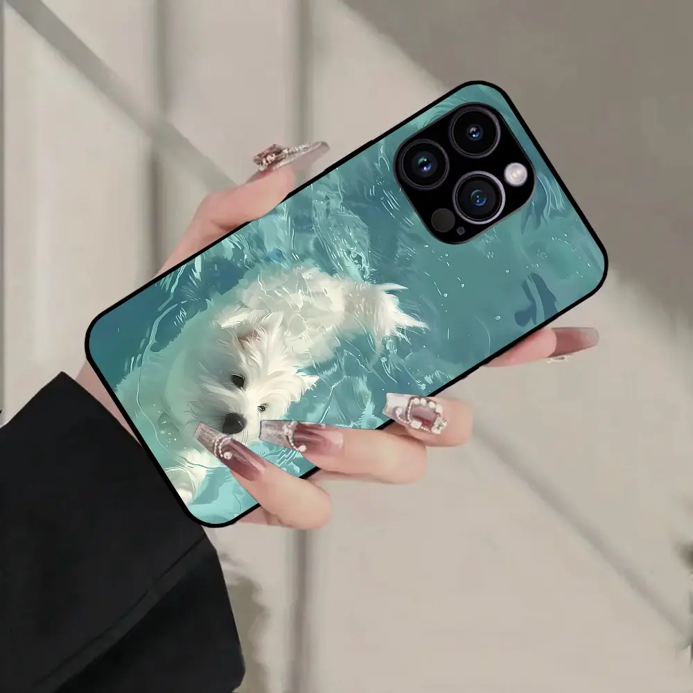 Case Compatible with iPhone 16 15 14 13 12 11 Pro Max Plus Mini, X/XS/XR, 8/7/6s, SE2/3 - Oil Paint Style Cute Dog Pattern, Soft Silicone Material, Shock-Resistant Full-Cover Protection Mobile Phone Shell Designed for Animal Lovers