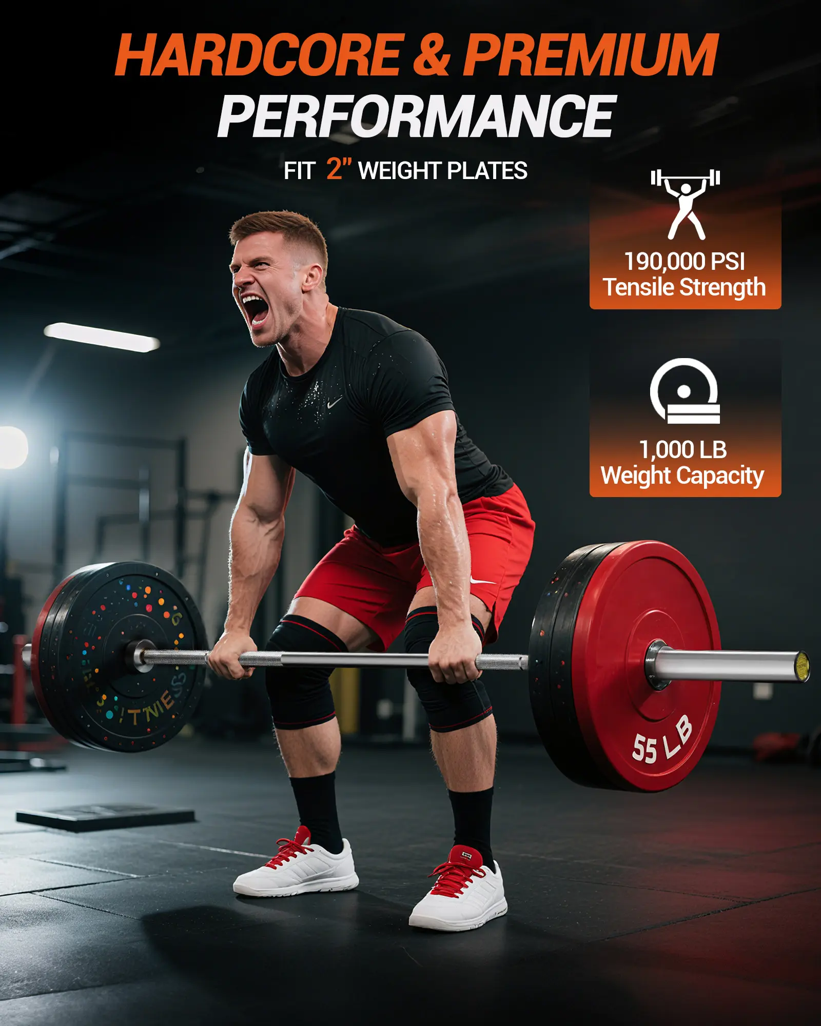 Garvee 7FT International Sports Event Barbell 44LB – Powerlifting & Weightlifting Bar – 2-Inch Sleeves – 1500LB Capacity – 28mm Grip with Needle Bearings – Squats, Deadlifts, Bench Press – For Home Gym
