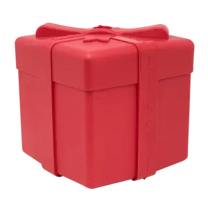 eDispenser Gift Box Durable Rubber Chew Toy & Treat Dispenser for Dogs Slow Feeder Dishwasher Safe USA Made FDA Compliant 4 fl oz