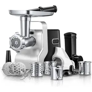 Electric Meat  Heavy Duty - 5 in1 Meat Grinders for  Use - 3000W Max  - Sausage Stuffer with 3 Stainless Steel Grinding Plates - Size #12 (black)