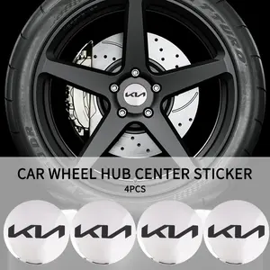 4pcs 56mm Car Wheel Center HUB Cap Badge Logo Sticker, Fits Kia Gtline Gt Line Forte Stinger Shuma Rio Sportage Soul Cerato, Decorative Accessory, Vehicle Exterior Decoration, Car Decals, Car Accessories