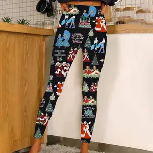White Christmas High Waist Leggings For Women - SHESHOW