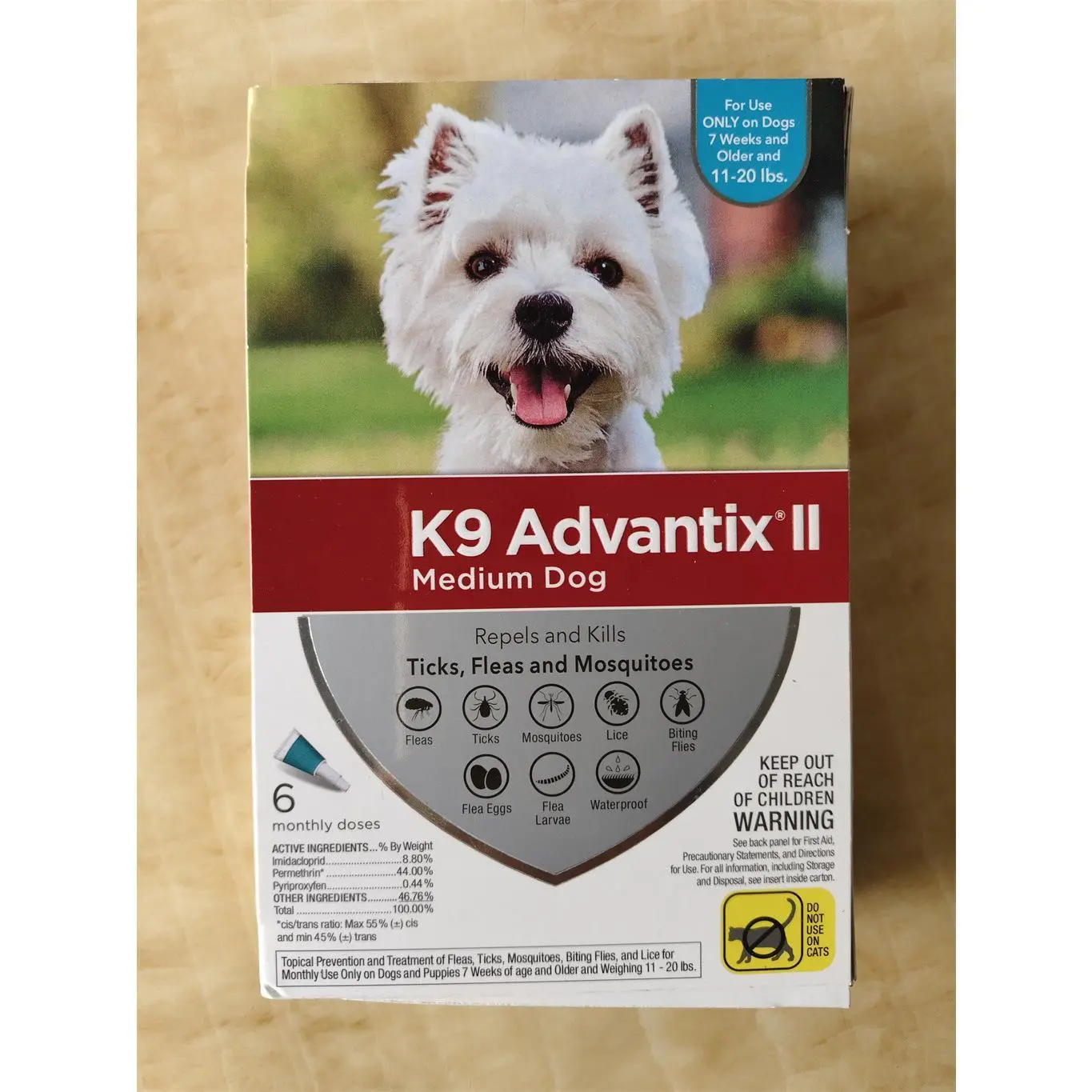 Medium Dog 11-20lbs Kills and Repels Fleas, Ticks and Mosquitoes