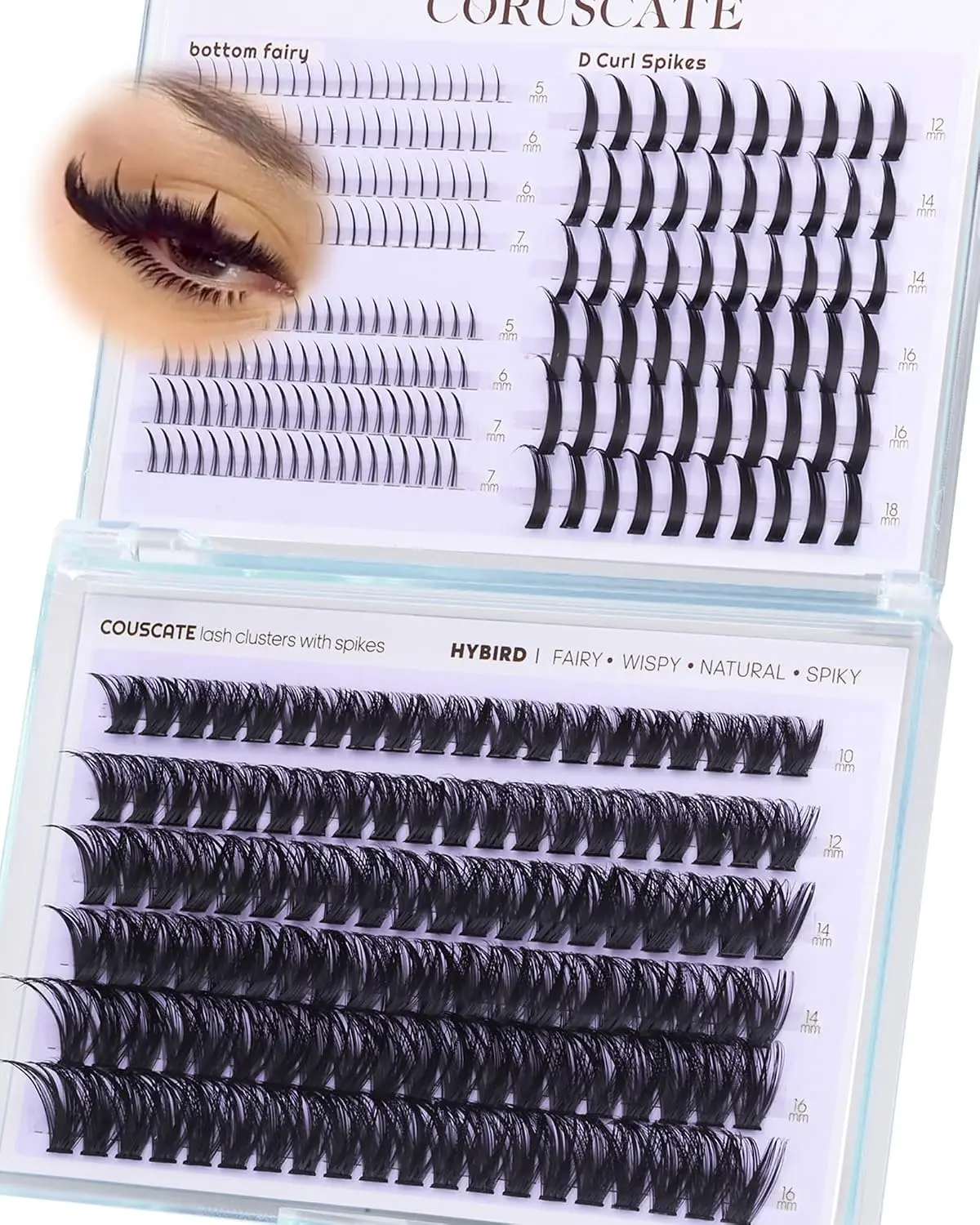 CORUSCATE Lash Clusters Spikes Bottom Lashes Wispy Eyelash Clusters Manga | Cluster Eyelash Extensions DIY Spike Lashes Anime Inspired Fairy Volume Fluffy Eye Look for Clean Baddie Makeup