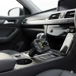 Wireless Bluetooth FM Transmitter for Car with Dual USB Fast Charger, LED Display, AUX/TF/USB Playback, Hands-Free Calling, Audio Adapter