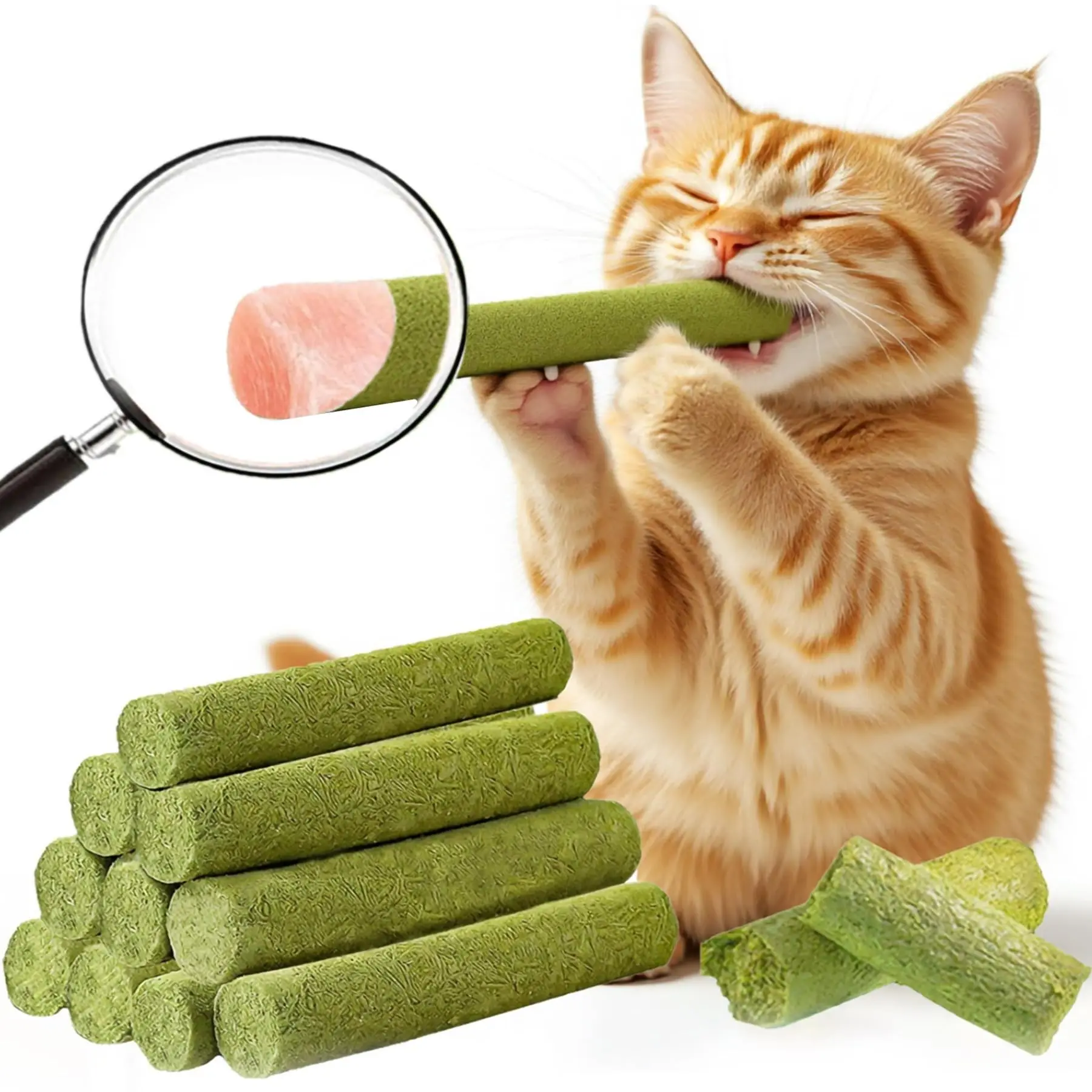 Cat Grass Stick Cat Trearts Delicious Cat Snacks Cat Meals Cat Chew Toys Cat Food Supplies cat grass treat hairball removal control 1can/18pcs hair  ball snack stick oral health catnip flavor