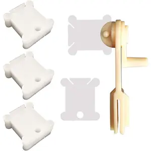300 count Plastic Floss Bobbins with Bobbin Winder for  Stitch  Thread Craft DIY Sewing Storage, White