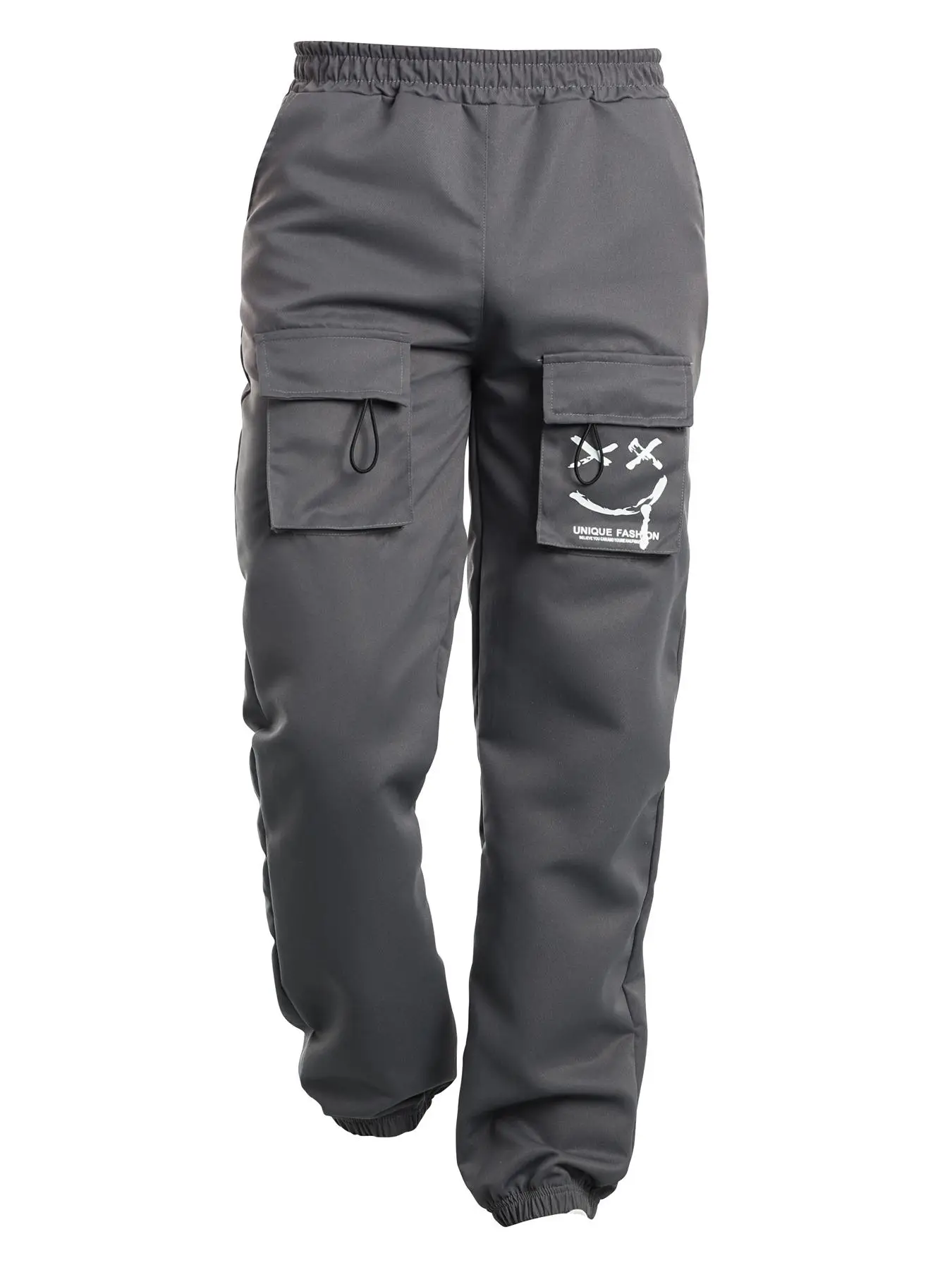 Boy's Letter Print Multi-pocket Cargo Pants, Casual Elastic Waist Trousers for Daily Wear, Kids Bottoms for All Seasons