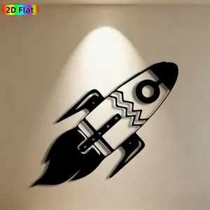 1pc Rocket Metal Wall Art,Rocket Statue Mural, Modern Art Design, Ideal Gift for New Year, Christmas, Space Decor Enthusiasts, Weather-Resistant Metal Wall Decor Wall Sculptures, Perfect for Living Room Wall & Garden Fence, Unique Home Decor