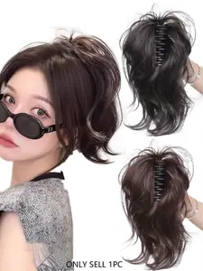 1 Piece 12 Inch Ponytail Hair Extensions, Soft Wave Ponytail Clips, Synthetic Clip Hairpiece, Natural Short Hair, Party Wedding Daily Use