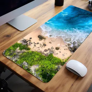 Beach Aerial View Mouse Pads Extra Large Computer Desk Top Mat Mouse Pad for Laptop Mouse Desk Pad Desk Mats with Non - Slip Rubber Base Stitched Edge for Home and Office Desk Accessories