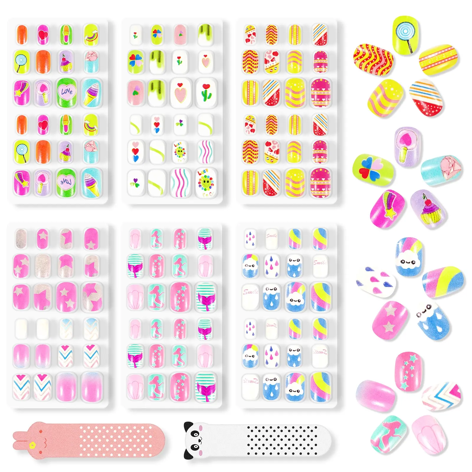 Aliver Nail Wrap, 4 Theme Designs, Colorful and Vivid, Eco-Friendly Material, Safe for Children, Easy Wear and Remove, Multi-Pack