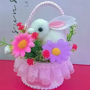 DIY Handmade Small Flower Basket, Artificial Flowers Home Decor, Bedroom and Study Room Decoration, Cute Birthday Gift