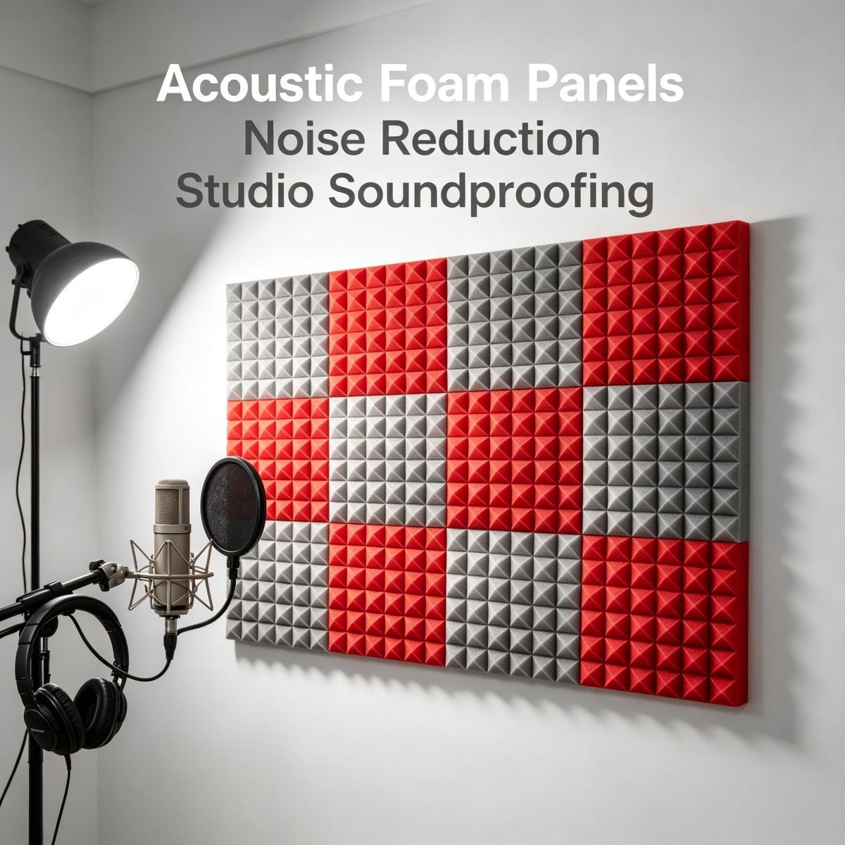 12x12x2 Inch Pyramid Acoustic Foam, 25kg/m³ High Density Soundproof Foam Panels, Fire Resistant Noise Dampening Sound Absorption Panels, Wall & Ceiling Acoustic Treatment Foam for Studio, Home & Meeting Room, 12-24 Pack