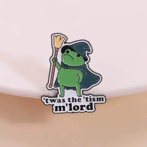 Cartoon Badge Clip Neurodiversity Cute Style Frog Wizard Decor Pins, Daily Backpack Decoration for Neurodiverse People, Supportive Fashion Accessory