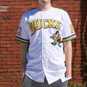 The 'Mighty Ducks' Goldberg Baseball Jersey (Black/white)
