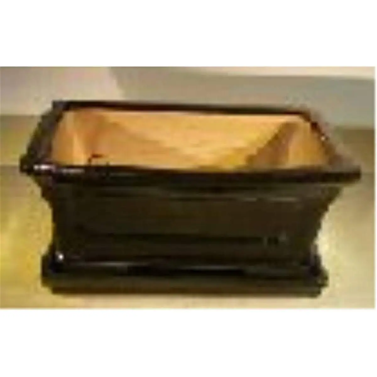 212 MAIN Professional Series Rectangle Black Ceramic Bonsai Pot - Pre-Wired, Root Anchoring, Attached Moisture Drip Tray, Heavy Duty Drainage Hole Covers for Home Decor Items, Plant Decor, Container Gardening, 10.25" X 8.25" X 4.5"