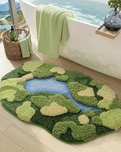 LUMI Moss Bath Mat, Ultra Thick Soft Green Bathroom Rug, Water Absorbent Non Slip Microfiber Rugs for Shower Floor, Sink, Bedroom, Home Accessories Decor, 20x32, Moss Green