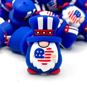 1pc America Gnome 3D Silicone Focal Beads - 4th of July Theme Crafting & Beading