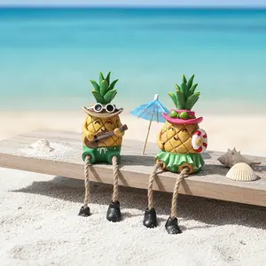 Cute Pineapple Resin Garden Statue, Tropical Beach Yard Decor, Indoor Desktop Ornament, Unique Holiday Gift