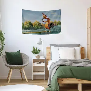 Chicken Fishing Pattern Wall Hanging Tapestry, Funny Flag Banner, Party Supplies, Hanging Poster for College Room Man Cave, Home Decor, Welcome Backdrop