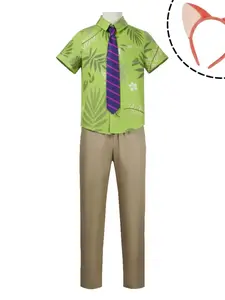 Zootopia Adult Nick Fox Officer Cosplay Costume, Shirt Jacket Outerwear, Daily Casual Suit, Slim-Fitting Cartoon Pattern
