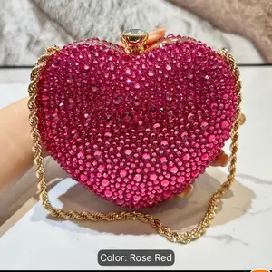 Shiny Heart-Shaped Rhinestone Fashion Handbags