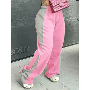 Two Tone Elastic Waist Sweatpants For Dailywear