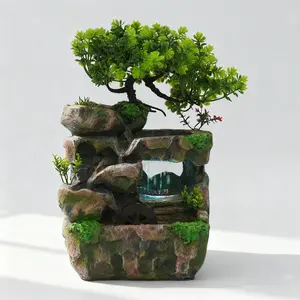 Resin Tabletop Fountain With Water Pump For Home Office And Meditation Decor home essentials