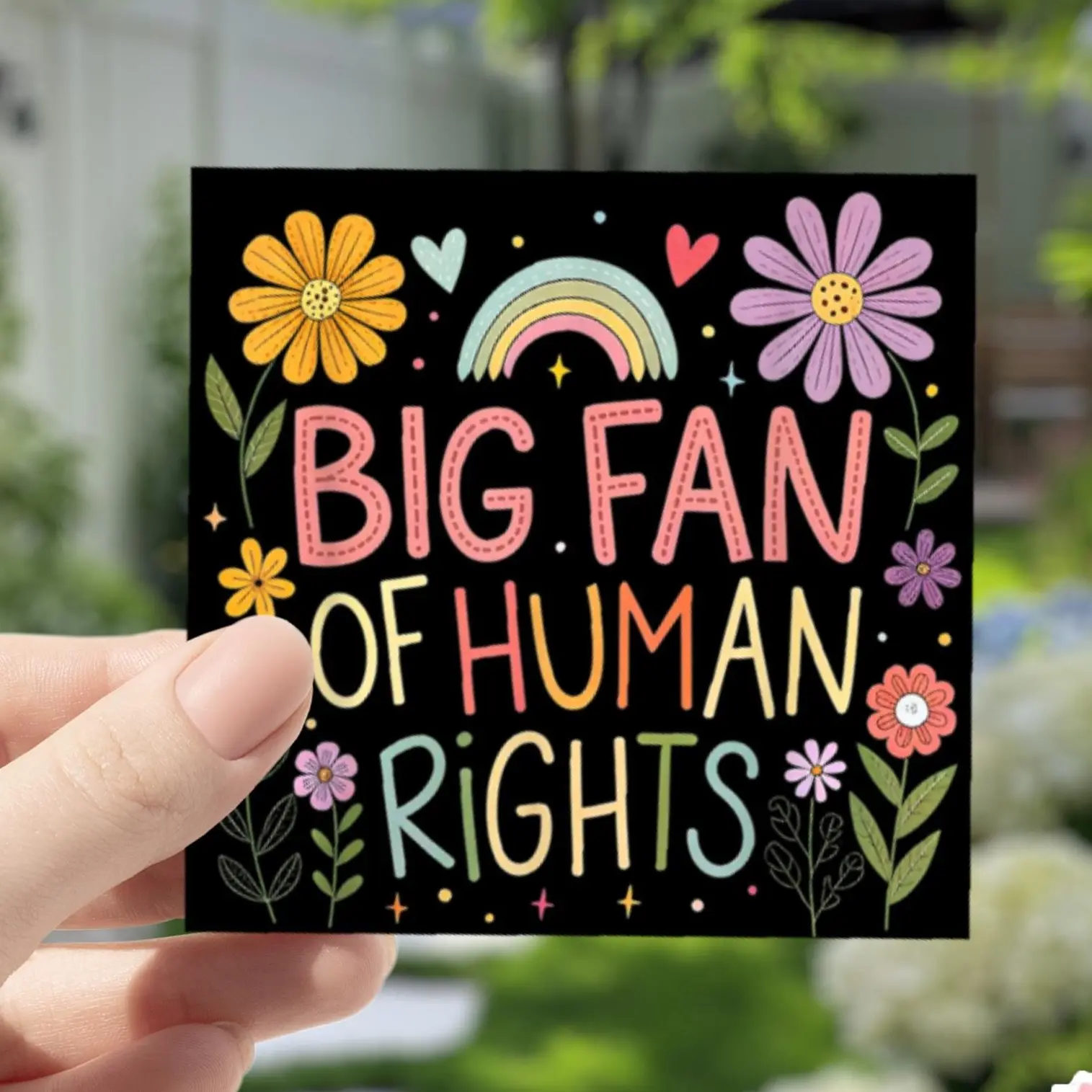 Big Fan of Human Rights Bumper Sticker, Funny Liberal Car Decal, Anti Trump, Human rights, Empathy Political Sticker, Democrat Gift