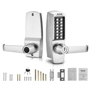 VEVOR Mechanical Keyless Entry Door Lock, TikTokShopBlackFriday, 14 Key Mechanical Door Lock with Keys, Mechanical Keypad Door Lock with Handle, Stainless Steel Waterproof Keyless Gate Lock, for Home Office Outdoor Garage