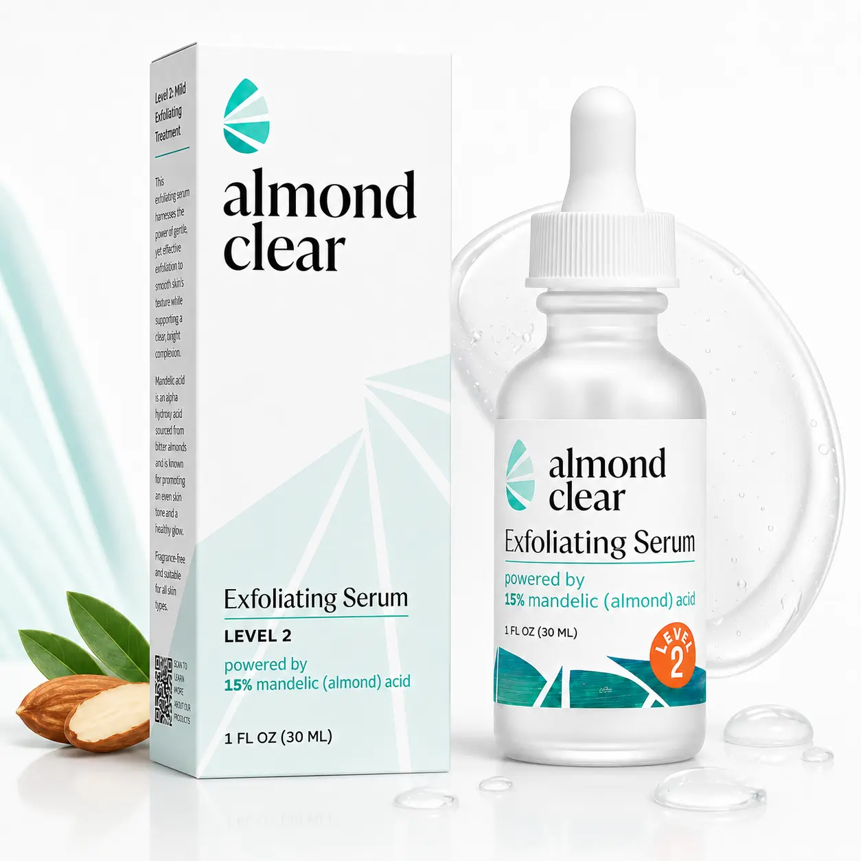 Level 2 Serum Mandelic Acid Body Serum for Acne, Folliculitis, Aging Skin, Ingrown Hairs, Dark Spots on Face, Chest, Butt, Back, Thigh