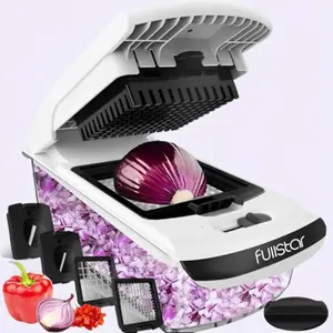 Vegetable Chopper - Food Chopper - Onion Chopper - Vegetable Slicer & Spiralizer - Veggie Chopper with Container - Kitchen Gadgets - Home Essentials - Kitchen Accessories (4 in 1) Utensils