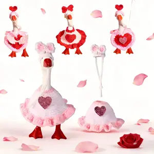7 Inch Desk Goose Outfits, Hand-Knit Desk Geese Costumes & Desktop Goose Accessories for Valentine’s day, Fits 7-Inch Magnetic Desktop Geese Statues  Home Office Table Decor Gifts