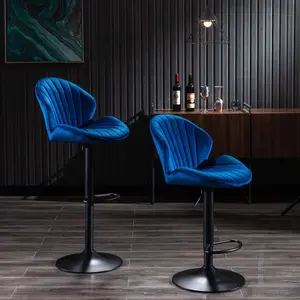 Bar Stools Set of 2 - Adjustable Barstools with Back and Footrest, Counter Height Bar Chairs for Kitchen, Pub -(Blue/Black/Cream/Green/RED ) Ergonomic Luxury