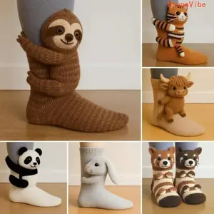 3D Knit Animal Plush Pattern Socks Cute Quirky Soft Durable Unisex One‑Size‑Fits‑All Daily Wear Accessory