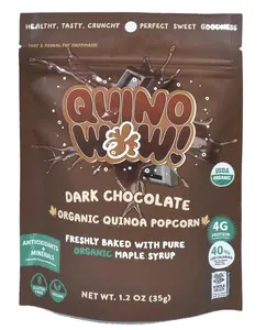 QuinoWow!-Organic Maple Quinoa Popcorn | Oven-Baked | Gluten-Free | Air-Popped | Vegan | Organic Popcorn Snack Packs | Organic Sweet Snack | Organic Quinoa Snacks | QuinoWow! Organic Caramel Popcorn (Dark-Chocolate, Pack of 6)