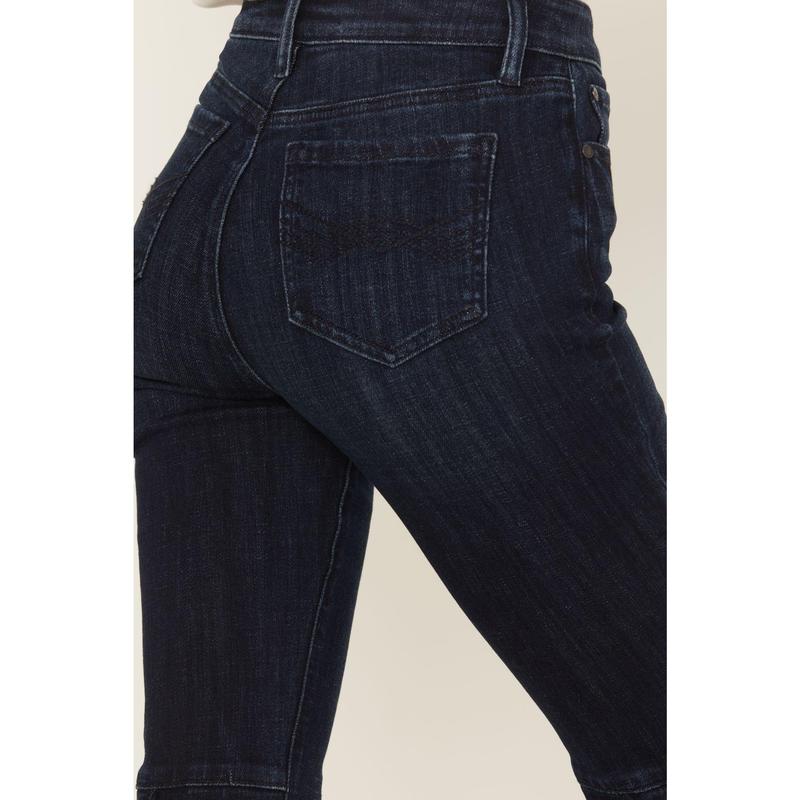 Allessio Dark Wash High Rise Fringe Bootcut Super Stretch Denim Jeans