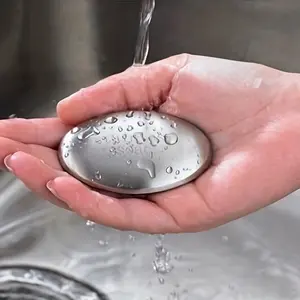 Stainless Steel Oval Soap Dispenser, Removes Hand Odors & Garlic Fish Smells, Essential Home Accessory, Durable & Stylish Design