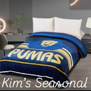 Pumas Cloud Soft Reversible Blanket - Blue and Yellow Design, Soft and Cozy, Ideal for Home or Travel Use