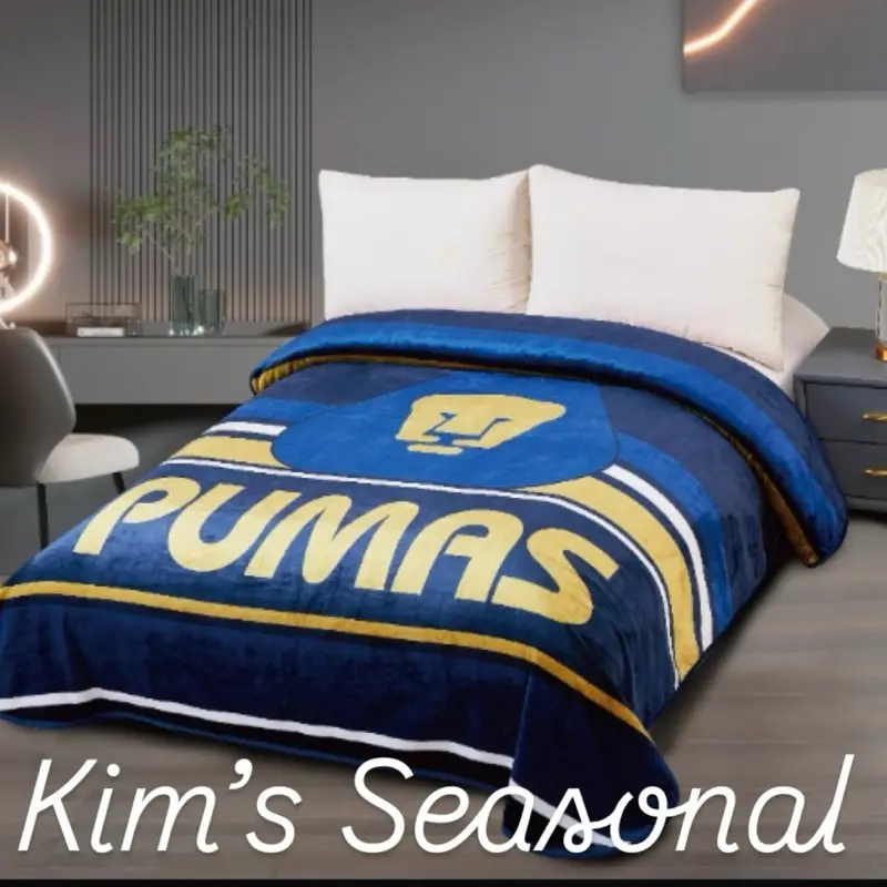 Pumas Cloud Soft Reversible Blanket - Blue and Yellow Design, Soft and Cozy, Ideal for Home or Travel Use