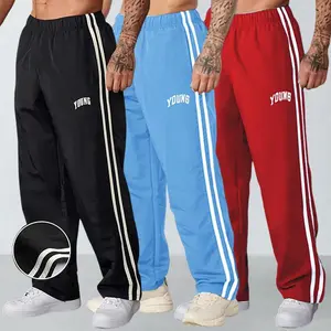 "YOUNG" Embroidered Track Pants | Black Streetwear Wide-Leg Bottoms SpringStatements