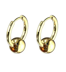 Gold PVD Hinge Hoop Bead Earrings