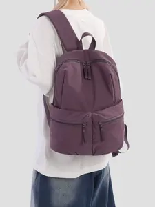 1pc  Women's backpack, solid color backpack, zipper closure, fashionable and versatile, casual and simple, suitable for students to go to school, campus, travel to work, commuting, shopping, women's backpack