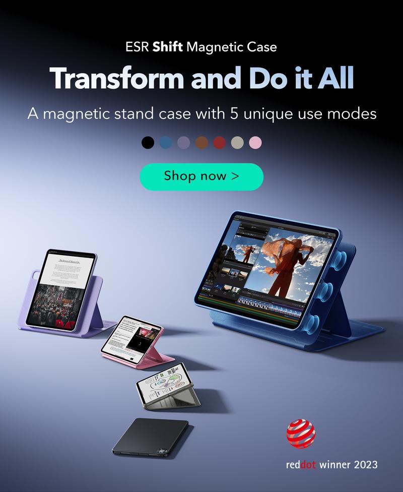 ESR for iPad A16/10th Gen Case, iPad Air 11/13 inch Case, Pro 11/13 inch case, Air 5th/4th Case, Removable Magnetic Cover, Ultra-Stable Case with Pencil Holder, 9 Standing Angles, Shift Series